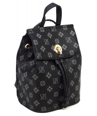 CM Monogram Convertible Drawstring Backpack CM2708 BLACK